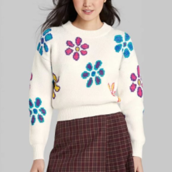 Wild Fable Crew Neck Floral Sweater - Picture 1 of 7